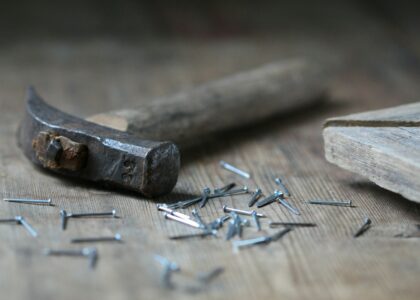 claw hammer and nails